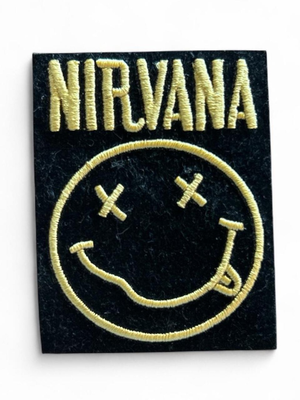 NIRVANA Embroidered Smiley Patch - White and Gold